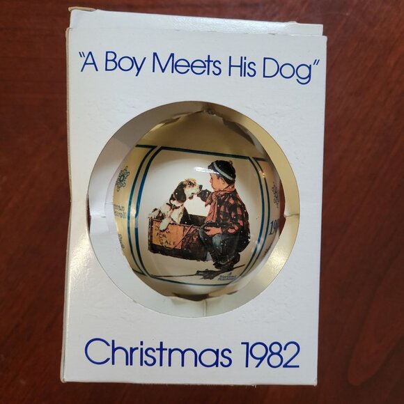 Norman Rockwell "A Boy Meets His Dog" Fourth Edition Christmas Ornament 1982 By - Picture 1 of 4